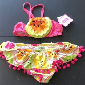 MudPie POMPOM CITRUS SWIM. mismatched Bikini sizes